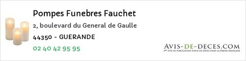 Avis de décès - Saint-Fiacre-Sur-Maine - Pompes Funebres Fauchet