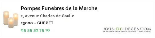 Avis de décès - Saint-Quentin-La-Chabanne - Pompes Funebres de la Marche