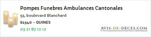 Avis de décès - Le Touquet-Paris-Plage - Pompes Funebres Ambulances Cantonales