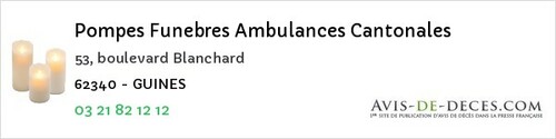 Avis de décès - Bihucourt - Pompes Funebres Ambulances Cantonales