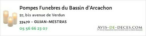 Avis de décès - Gujan-Mestras - Pompes Funebres du Bassin d'Arcachon