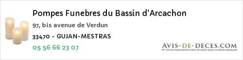 Avis de décès - Saint-Christophe-Des-Bardes - Pompes Funebres du Bassin d'Arcachon