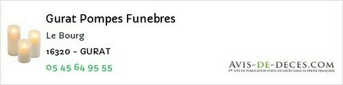 Avis de décès - Saint-Laurent-De-Céris - Gurat Pompes Funebres