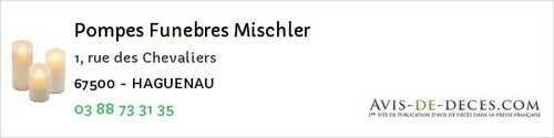 Avis de décès - Wackenbach - Pompes Funebres Mischler