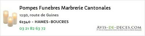 Avis de décès - Dannes - Pompes Funebres Marbrerie Cantonales