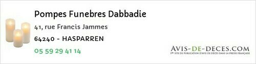 Avis de décès - Urrugne - Pompes Funebres Dabbadie
