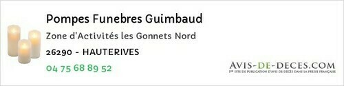 Avis de décès - Le Pègue - Pompes Funebres Guimbaud