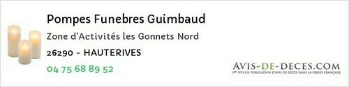 Avis de décès - Mercurol-Veaunes - Pompes Funebres Guimbaud