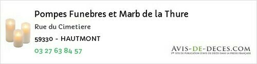 Avis de décès - Beuvrages - Pompes Funebres et Marb de la Thure
