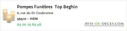 Avis de décès - Saméon - Pompes Funèbres Top Beghin