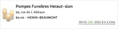 Avis de décès - Thérouanne - Pompes Funebres Heraut-sion