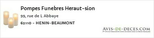 Avis de décès - Henin Beaumont - Pompes Funebres Heraut-sion