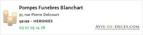 Avis de décès - Valenciennes - Pompes Funebres Blanchart