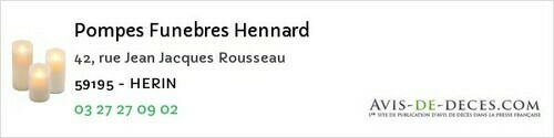 Avis de décès - Avesnelles - Pompes Funebres Hennard