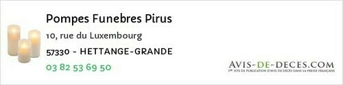 Avis de décès - Ennery - Pompes Funebres Pirus