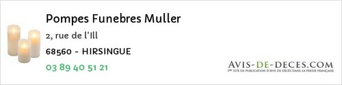 Avis de décès - Retzwiller - Pompes Funebres Muller