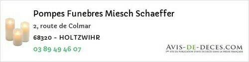 Avis de décès - Seppois-le-Bas - Pompes Funebres Miesch Schaeffer