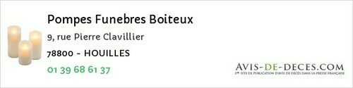 Avis de décès - Viroflay - Pompes Funebres Boiteux