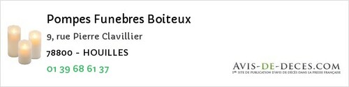 Avis de décès - Rosny-sur-Seine - Pompes Funebres Boiteux