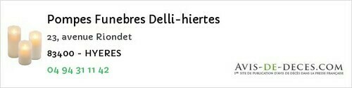 Avis de décès - Ramatuelle - Pompes Funebres Delli-hiertes