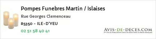 Avis de décès - Foussais-Payré - Pompes Funebres Martin / Islaises