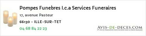 Avis de décès - Ille-sur-Têt - Pompes Funebres I.c.a Services Funeraires