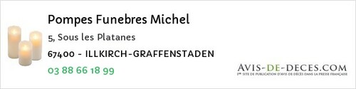 Avis de décès - Oermingen - Pompes Funebres Michel