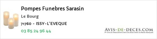 Avis de décès - Saint-Ythaire - Pompes Funebres Sarasin
