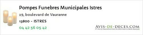 Avis de décès - Orgon - Pompes Funebres Municipales Istres