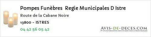 Avis de décès - Cassis - Pompes Funèbres Regie Municipales D Istre