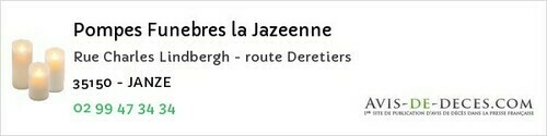 Avis de décès - Montours - Pompes Funebres la Jazeenne