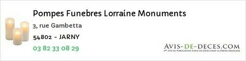 Avis de décès - Lucey - Pompes Funebres Lorraine Monuments