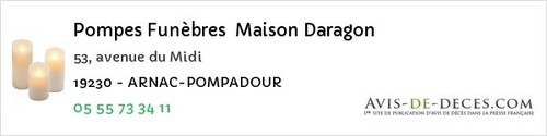 Avis de décès - Vars-sur-Roseix - Pompes Funèbres Maison Daragon