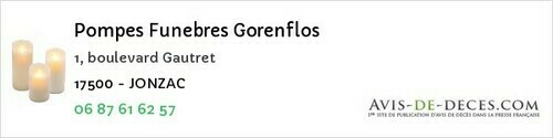 Avis de décès - Cherbonnières - Pompes Funebres Gorenflos