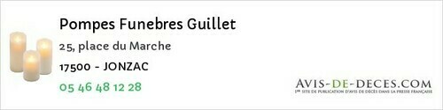 Avis de décès - Aujac - Pompes Funebres Guillet