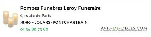 Avis de décès - Bazainville - Pompes Funebres Leroy Funeraire