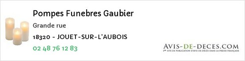 Avis de décès - Aubinges - Pompes Funebres Gaubier