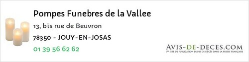 Avis de décès - Andrésy - Pompes Funebres de la Vallee