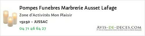 Avis de décès - Peyrusse - Pompes Funebres Marbrerie Ausset Lafage
