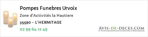 Avis de décès - Chartres-de-Bretagne - Pompes Funebres Urvoix