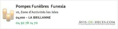 Avis de décès - Volx - Pompes Funèbres Funexia