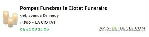 Avis de décès - Boulbon - Pompes Funebres la Ciotat Funeraire