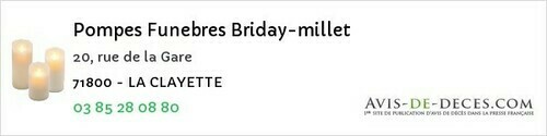 Avis de décès - Antully - Pompes Funebres Briday-millet