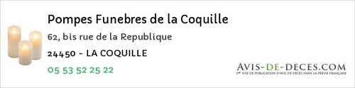 Avis de décès - Saint-Vincent-De-Connezac - Pompes Funebres de la Coquille