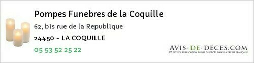 Avis de décès - Grignols - Pompes Funebres de la Coquille