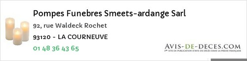 Avis de décès - Le Blanc-Mesnil - Pompes Funebres Smeets-ardange Sarl