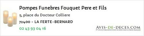 Avis de décès - Marolles-Lès-Saint-Calais - Pompes Funebres Fouquet Pere et Fils