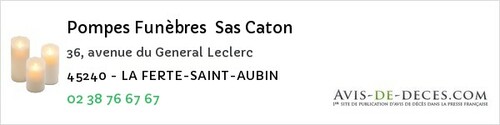 Avis de décès - Oussoy-en-Gâtinais - Pompes Funèbres Sas Caton