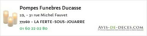 Avis de décès - Guignes - Pompes Funebres Ducasse