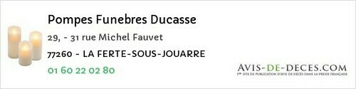 Avis de décès - Guérard - Pompes Funebres Ducasse